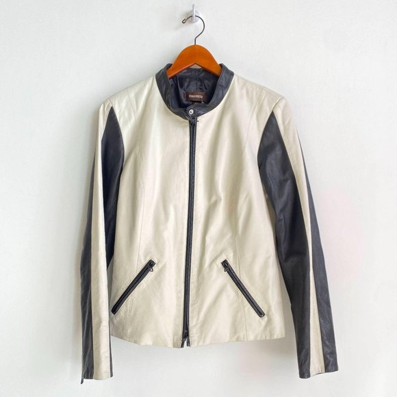 DANIER Genuine Leather White Full Zip Jacket - Picture 1 of 9